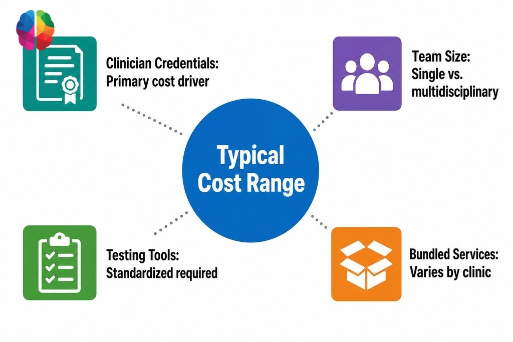 Key factors affecting psychoeducational assessment costs in Vancouver, including credentials, team size, tools, and bundled s